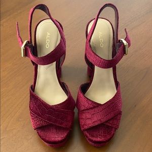 Aldo Velvet Platform Heels